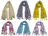Fusfus WomenS Printed Chiffon Scarves And Stoles, Free Size(Multicolour, Fs1462) Pack Of 6 (Multicolor3)