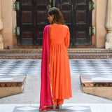 Gosriki Women'S Rayon Blend Anarkali Solid Kurta With Pant & Dupatta (Maadhvi Orange-Gs_S_Orange_Small),Orange,,B0DLGKWFZN
