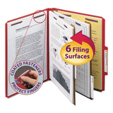 Smead 14031 Pressboard Classification Folders Letter SixSection Bright Red 10/Box