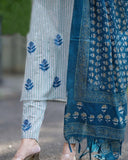 Gosriki Women'S Rayon Blend Embroidered Straight Kurta With Pant & Dupatta (Vineeka White-Gs_Xl_Blue_X-Large),Blue,,B0CXPBQ7BJ