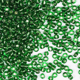 Bulk Seed Beads Green 200 Grams About 3380pcs, 4mm 6/0 Green Silver core Glass Craft for Making Earrings, Bracelets, Pendants, W