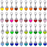Hicarer 40 Pieces Crystal Dangle Charms Pendants Glass Drop Beads Handmade Dangle Bead Charms with Silver Cap for Jewelry Making