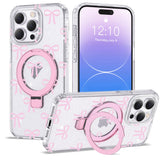 ETPESOK Compatible with iPhone 14 Pro Max Case Bow Pattern with Magnetic Ring Stand [Compatible with Mag-Safe] TPU Protective Ph