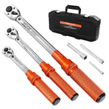 VEVOR Click Torque Wrench Set, 3 Pieces, 1/4, 3/8, 1/2 Inch Drive, 10-170 lbf-ft, 5-45 lbf-ft, 20-240 lbf-in, Dual-direction and