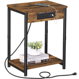 TUTOTAK Nightstand with Charging Station, End Table, Side Table with USB, 21.8  H Night Stand with Storage Shelf, Sofa Couch Ta