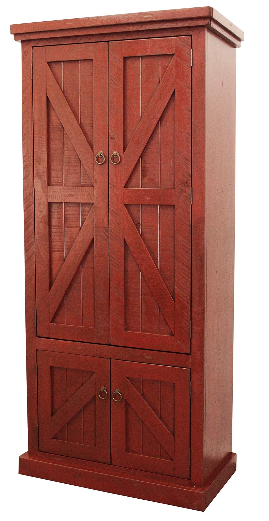 American Heartland Rustic Double Door Pantry, Rustic Red