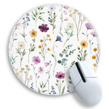Gctriki Beautiful Flowers Round Mouse Pad, Small Comfortable Desk Mat with Stitched Edges & Non-Slip Rubber Base, Washable Mouse