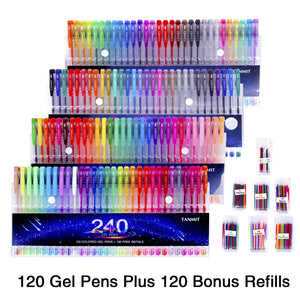 Gel Pens,Tanmit Gel Pens Set, 120 Colored Gel Pen plus 120 Refills for Adults Coloring Books, Drawing, Art Projects (No Duplicat