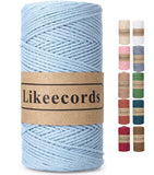 Likeecords 100% Cotton Crochet Bag Cord 2mm 170m Macrame Cord 2mm Crochet Thread Macrame Rope Gift for Knitter (Light Blue)