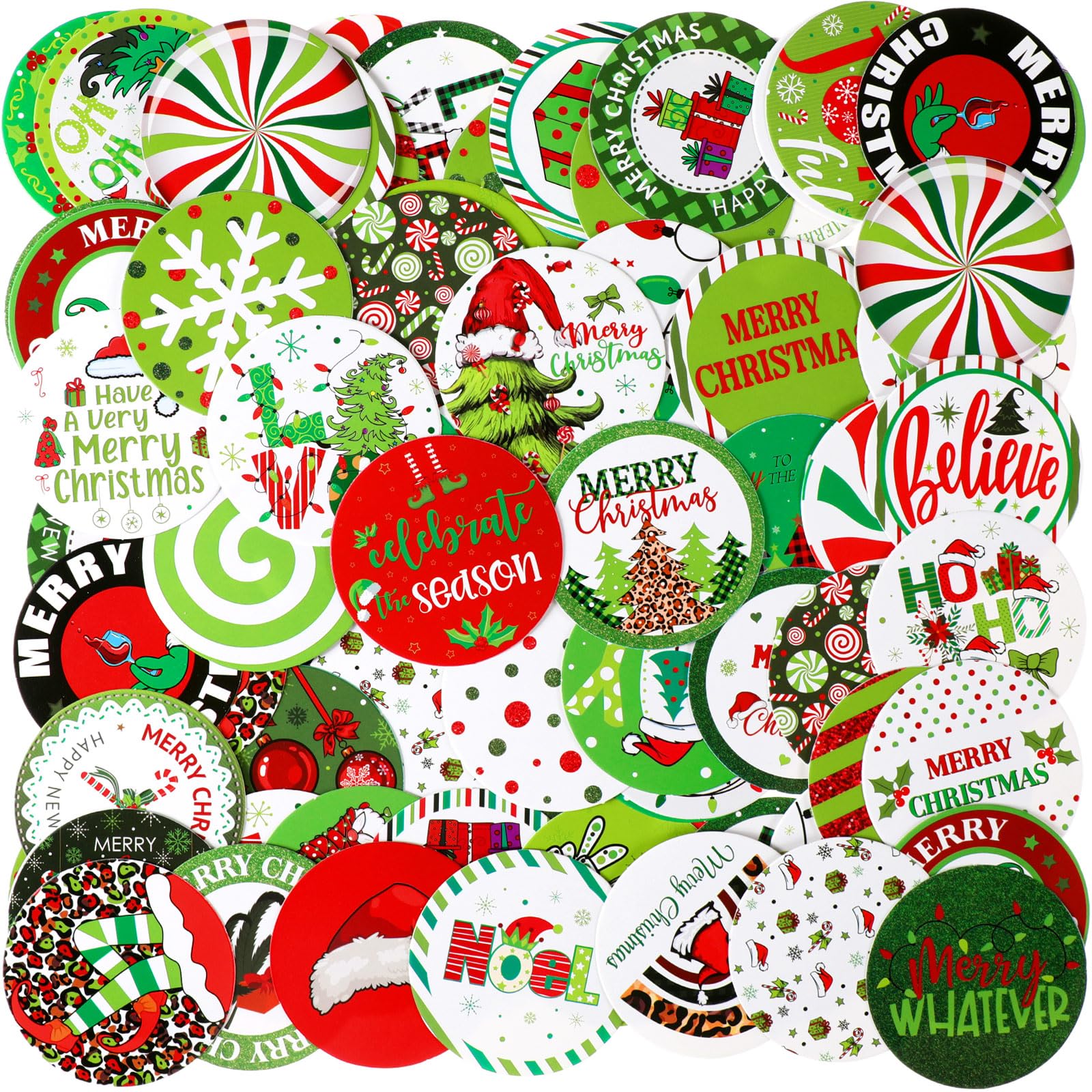 Harloon 120 Pcs Christmas Cardstock Cutouts 3 Inch Christmas Round Cutouts with 60 Styles Colorful Bulletin Board Decorations Ta