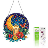 VAIIEYO Moon Diamond Art Hanging Ornament, Flower Diamond Painting Suncatchers Window Hanging Kit with Chain, 7.5x7.5 inch Cryst