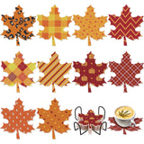 FairySandy 10 Pcs Thanksgiving Fall Maple Leaf Themed Diamond Painting Coasters Kits with Holder 5d Autumn Thanksgiving Diamond 