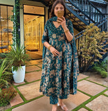 Anni Designer Women'S Rayon Viscose Anarkali Printed Kurta With Pant & Dupatta (Navneeta Dark Green-Vks02_4Xl_Green_Xxxx-Large),Green,4XL,,,