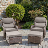 Swivel Patio Chairs sofa Set of 4 with 6 Thick Cushion - Wicker Outdoor Swivel Rocker Patio Chair with Side Table, High Back Com