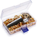 Pangda 100 Sets Grommet Eyelets Tool Kit, Golden, Metal, Plastic, 3/8 Inch Inside Diameter, Classic Grommet Setting Tool Kit for