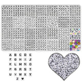 YMSDZHL Alphabet Beads A-Z 1200+Pcs Letter Beads, Acrylic 4x7mm Round Letter Bead Kits,Black Digit and Colorful Smile Bead for B