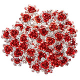 BETITETO 40 Pcs U-Shaped Flower Rhinestone Hair Pins Crystal Hair Accessories for Bridal Wedding Party Girls' Sweet Sixteen (Red
