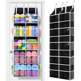 Yecaye 80lb Clear Door Hanging Yarn Storage Organizer, 10 Large Plastic Pockets & 10 Mesh Pockets Over the Door Crochet Organize