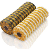 Janinka 2 Rolls Poly Burlap Deco Mesh 10 Inch x 19 Feet Check Decor Mesh Ribbons for Craft DIY Home Wreath Swags Party Decoratio