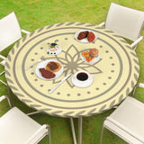 Round Tablecloth Fitted Elastic Table Cover Waterproof Table Cloth for Dinner, Party, Picnic,Camping, Round Table Cover for Indo