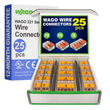 WAGO 221 Series 78pc Compact Splicing Wire Connectors | Includes (34x 221-412) (26x 221-413) (18x 221-415) | WAGO Wire Connector