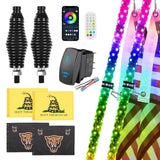 Ehaho Whip Lights With Spring Base Whip Light With App & Remote Control Spiral Rgb Chasing Lighted Whips With Rocker Switch Whip Light For Utv Atv 2Pack -Like New