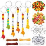 Landical 1060 Pcs DIY Fall Bead Keychain Making Kits Personalized Maple Leaves Beads Letter Charms Colored Mixed Beads for Autum