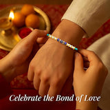 Shalinindia Set Of 2 Rakhis For Brother Elegant Pearl And Evil Eye Design For Love, Protection, And Blessings,Nylon,Aqua