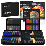 Shuttle Art 103 PCS Drawing Kit, Professional Drawing Supplies with Sketch, Charcoal, Colored, Graphite, Pastel Pencils & Sticks