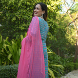 Anni Designer Women'S Pure Cotton Straight Kurta With Palazzos & Dupatta (Bp Cotton New_M_Blue_Medium),Blue,M,Cotton,Straight,Dupatta, Kurta