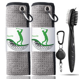 Favritt Golf Towel for Golf Bag with Clip and Accessories Set Golf Cleaning Brush Golf Club Cleaner Golf Gift for Men ,Women, Ch