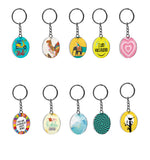 Dwellsindia Key Ring Multiple Design Key Chain Acrylic | Size 2.5 X 2.5 Cm, Set Of 10