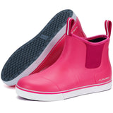 Women's Deck Boots Ankle Rain Boots Fishing Boots Rubber Waterproof Garden Shoes Slip-Resistant Outdoor Work Shoes, Pink, Size 8