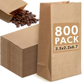 Fainne 800 Pcs Mini Size Brown Paper Bags Bulk 3.5 x 2.2 x 6.7 Inches Small Kraft Paper Snack Popcorn Bags Favor Candy Treat Bre
