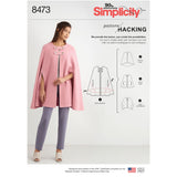 Simplicity Pattern Hacking Womens HiLow Cape, Short Cape, and Banded Cape Sewing Patterns, Sizes XSXL