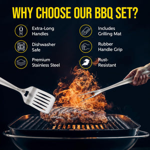 Kaluns BBQ Grilling Accessories, Grilling Gifts for Men Dad, Grill Tools for Outdoor Grill, Heavy Duty Stainless Steel Grill Set