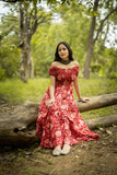 Anni Designer Women'S Cotton Blend Anarkali Printed Long Kurta (Maulik Red_L_Red_Large),Red,L,,,