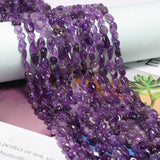 Natural Stone Beads 6-8mm Amethyst Oval Irregular Freeform Tumbled Loose Gemstone Beads for Jewelry Making 15 Inch Strand 50-55 