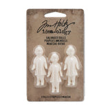 Salvaged Dolls by Tim Holtz Ideaology, Pack of 3, 1.75 Inches Tall, White, TH93196