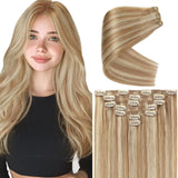 Ve Sunny Human Hair Clip in Extensions Blonde Clip in Hair Extensions Human Hair Highlight Blonde Hair Extensions Real Human Hai