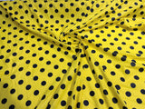 New Creations Fabric & Foam Inc, 60 Wide by Premium Polka Dot Poly Cotton Fabric (Black Dot on Yellow, 5 Yards)