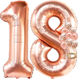 KatchOn, Rose Gold 18 Balloon Numbers - 40 Inch | 18th Birthday Balloons with Confetti Balloons | Rose Gold 18th Birthday Decora