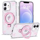 ETPESOK Compatible with iPhone 12/12 Pro Case Bow Pattern with Magnetic Ring Stand [Compatible with Mag-Safe] TPU Protective Pho