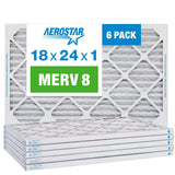 Aerostar 18x24x1 MERV 8-6 Count - High Efficiency Pleated HVAC, Furnace & Air Conditioner Filters - Removes Dust, Lint, Mold & A