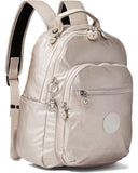 Kipling Womens Seoul Small Backpack, Durable, Padded Shoulder Straps with Tablet Sleeve, Bag, Metallic Glow