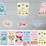 6Pcs Inspirational Fluorescent Light Covers for Classroom Diversity Ceiling Light 4x2Ft Positive Magnetic Lights Cover Filter Ea