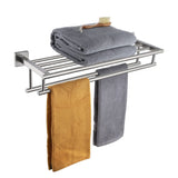 KOKOSIRI 24 Inch Towel Shelf with Double Towel Bars Bathroom Towel Rack Towel Holder Wall Mounted SUS 304 Stainless Steel, Brush