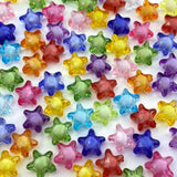 Jmassyang 220 Pcs 11mm Acrylic Star Pony Beads Colorful Clear Loose Spacer Plastic Beads for DIY Necklace Earrings Lanyard Jewel