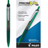 Pilot, Precise V10 RT Refillable & Retractable Rolling Ball Pens, Bold Point 1 mm, Green, Pack of 12