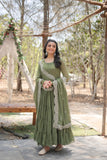Wedani Georgette Sequins Work Anarkali Kurta Set For Women Green,GREEN,S,Georgette,Anarkali,